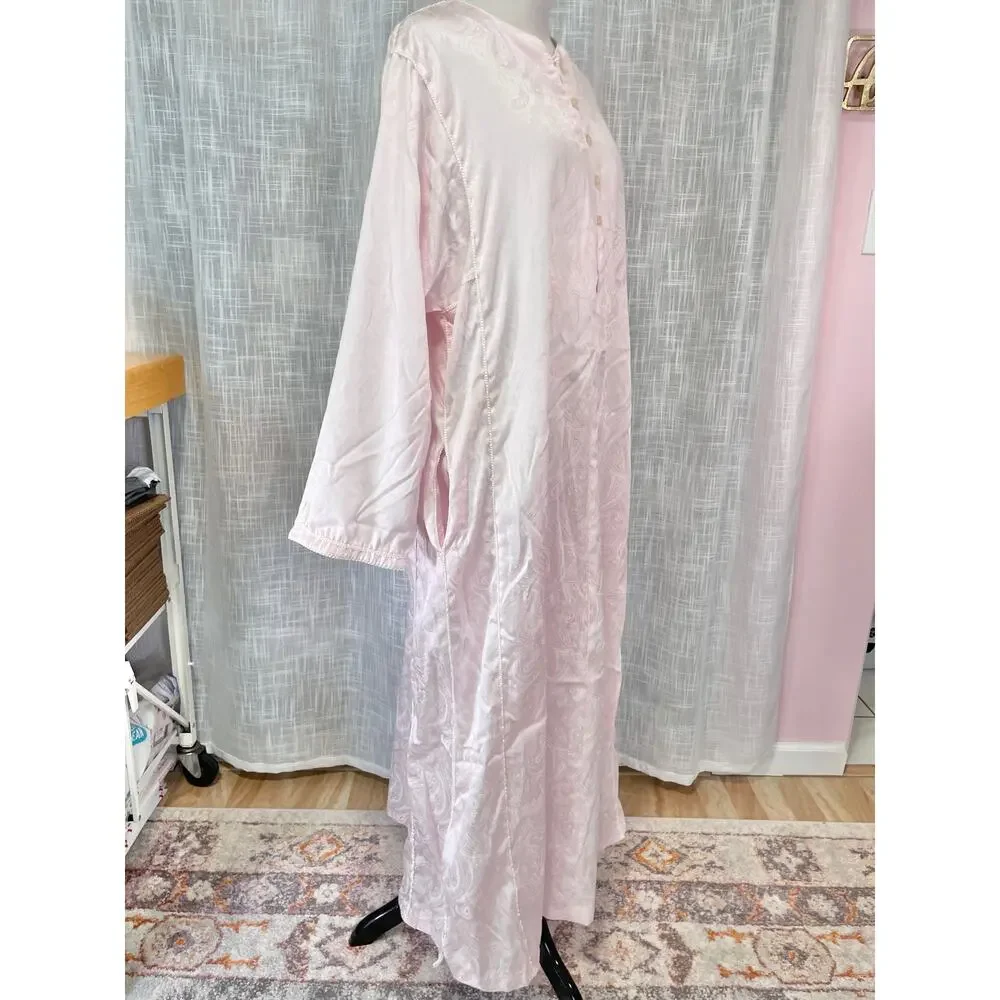 VTG Oscar De La Renta Night Gown Pink Paisley Satin Feminine Coquette Soft Girl
